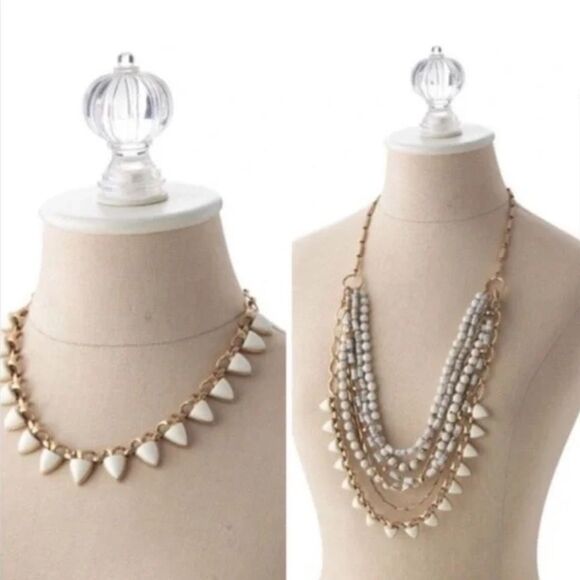 Stella & Dot Sutton Multi Strand Layering Necklace White Gold - Picture 6 of 7